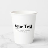 Gobelets En Papier Texte rétro-moderne élégant | Noir & Blanc (Recto)