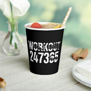 Gobelets En Papier Texte usé et rayé Workout 247365 blanc