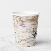 Gobelets En Papier Texture de bois rustique Cerf Monogramme de la for (Droite)