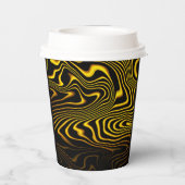 Gobelets En Papier Texture de tourbillons noir jaune or (Verso)