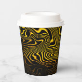 Gobelets En Papier Texture de tourbillons noir jaune or (Recto)