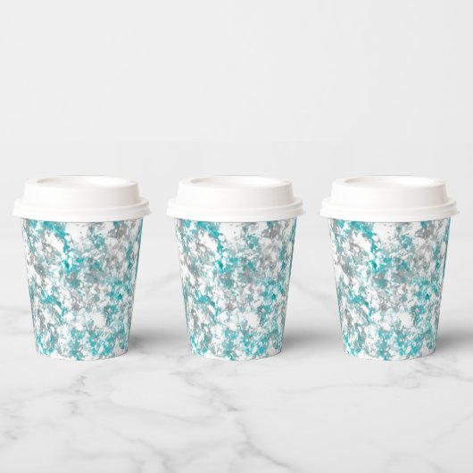 Gobelets En Papier texture gris turquoise et marbre blanc (Multi)