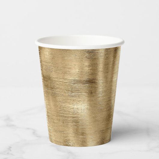 Gobelets En Papier Texture métallique or rustique brillant élégant (Verso)