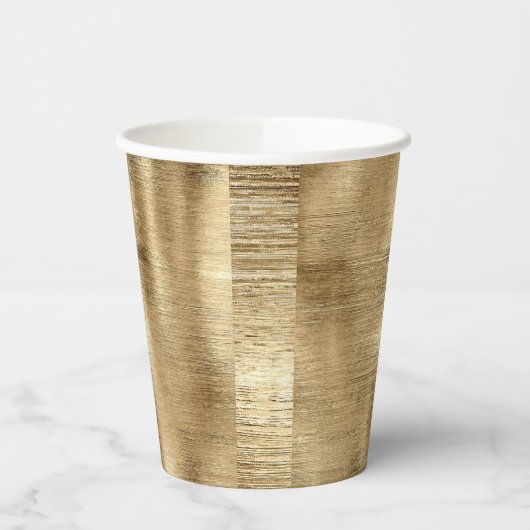 Gobelets En Papier Texture métallique or rustique brillant élégant (Gauche)