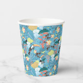 Gobelets En Papier Texture tropicale avec toucans et colibris (Recto)