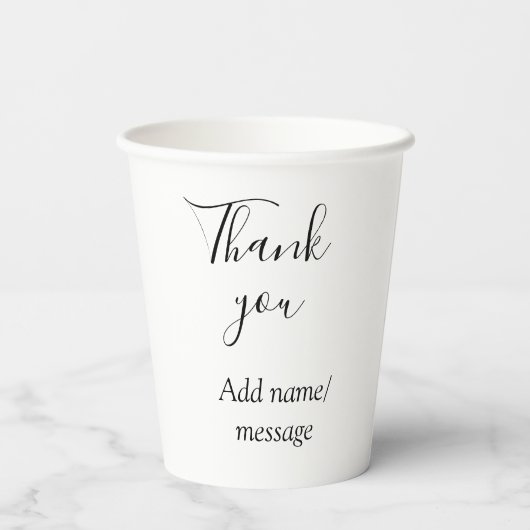 Gobelets En Papier Thank you add name message simple stylish calligra (Verso)