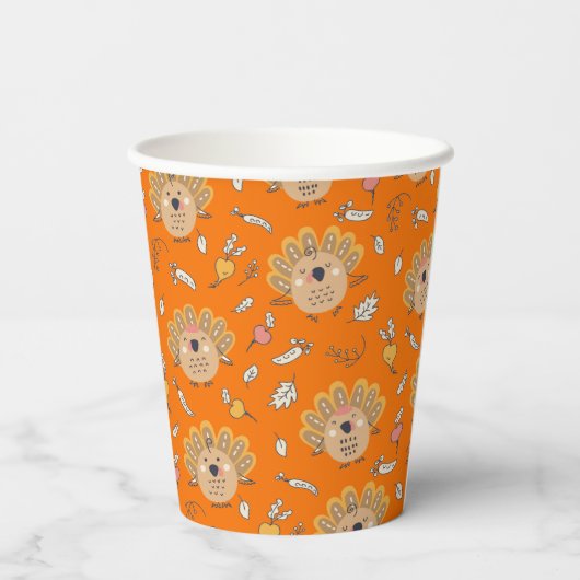 Gobelets En Papier Thankesgiving Fall Turkey (Verso)