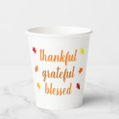 Gobelets En Papier Thankful Grateful Blessed Thanksgiving (Recto)