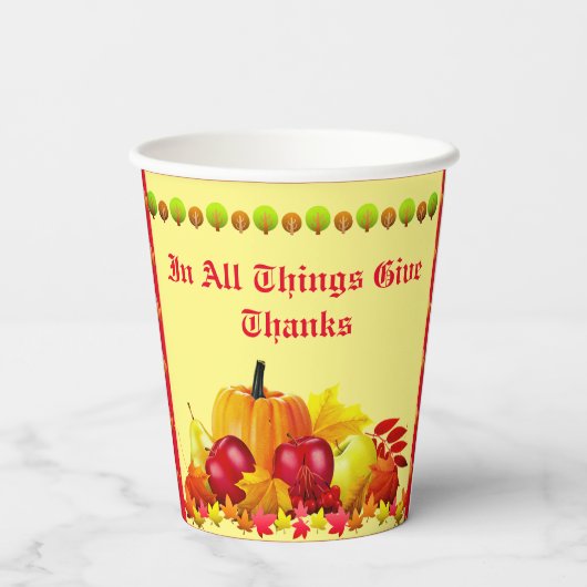 Gobelets En Papier Thanksgiving (Verso)