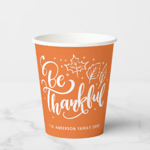 Gobelets En Papier Thanksgiving Be Thanksgiving Script Harvest Orange