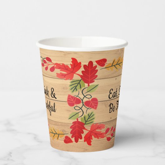 Gobelets En Papier Thanksgiving Mangez Boire & Soyez Joyeux Bois Brow (Gauche)