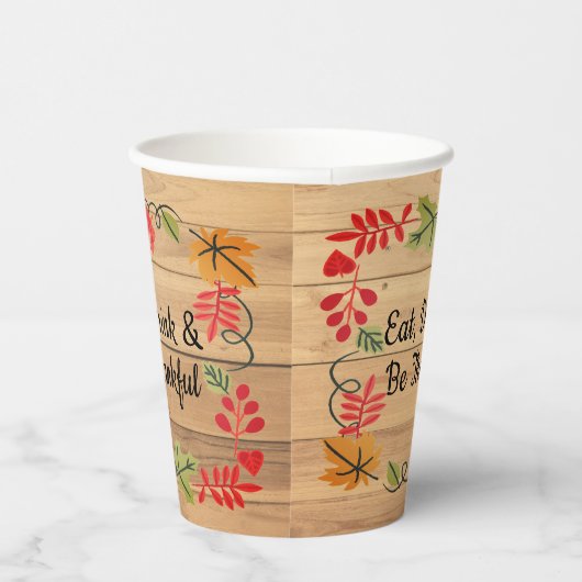 Gobelets En Papier Thanksgiving Mangez Boire & Soyez Joyeux Bois Brow (Droite)