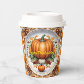 Gobelets En Papier Thanksgiving Modern Citrouille Collection d'automn (Verso)