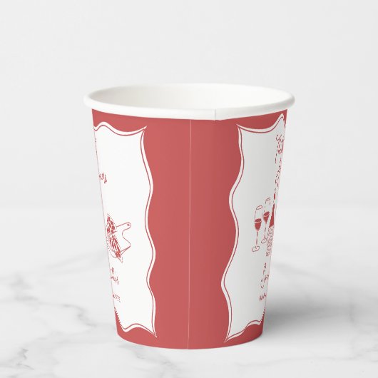 Gobelets En Papier That's Amore Rouge Italian Pizza Wine Enterrement (Droite)