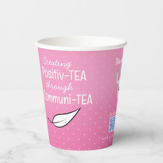 Gobelets En Papier Thé de café en papier personnalisé rose (Recto)