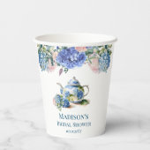 Gobelets En Papier Thé de mariage aux hortensias bleus (Verso)