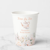 Gobelets En Papier Thé de mariage avec des roses de jardin (Verso)