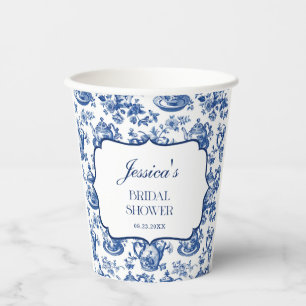 Gobelets En Papier Thé de mariage bleu blanc chinoiserie