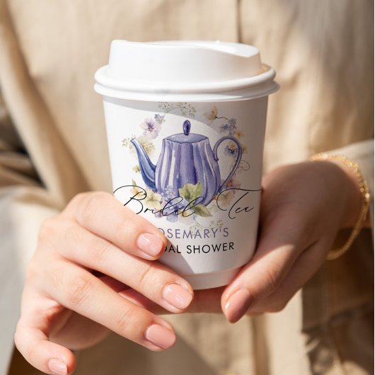 Gobelets En Papier Thé de mariage Théière violette Enterrement de vie