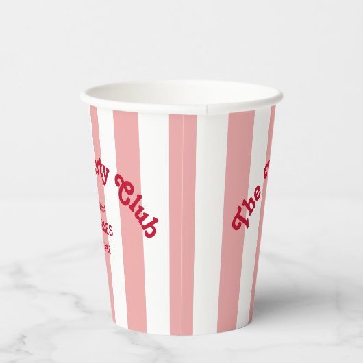 Gobelets En Papier The Forty Club Pink Cabana Stripe 40th Birthday (Droite)