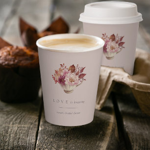 Gobelets En Papier Théâtre de mariage automnal Floral Love Is Brewing