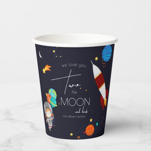 Gobelets En Papier Thème 2 Anniversaire de la Lune (Recto)