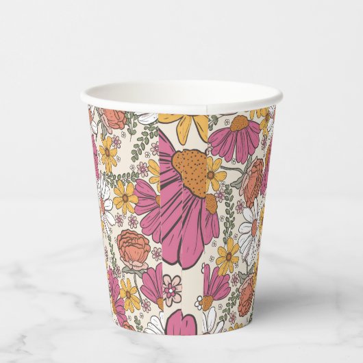 Gobelets En Papier Thème d'anniversaire de fille fleur sauvage (Droite)