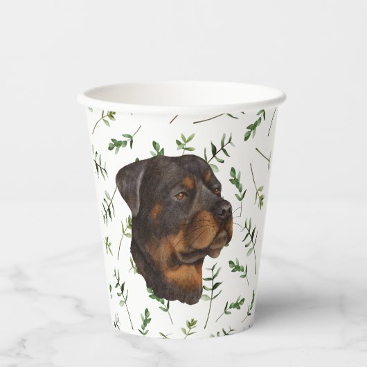 Gobelets En Papier Thème d'aquarelle Baby shower Rottweiler (Recto)
