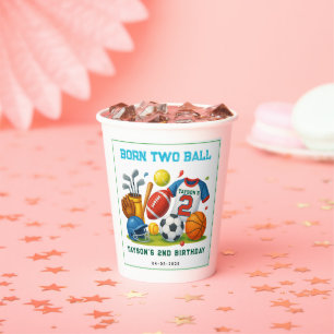 Gobelets En Papier Thème de fête d'anniversaire de 2 ans pour garçon