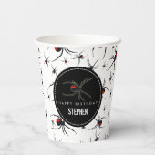 Gobelets En Papier Thème de fête d'anniversaire Red & Black Spider (Verso)
