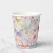 Gobelets En Papier Thème de fête Floral Papillon Pastel Flutter Bloom (Recto)