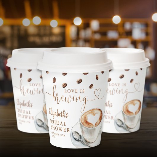 Gobelets En Papier Thème de mariage avec amour pour le café
