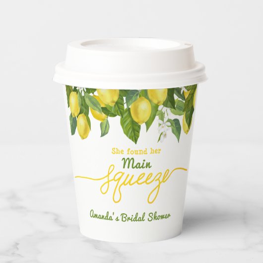 Gobelets En Papier Thème de mariage citron Main Squeeze Shower de mar (Recto)