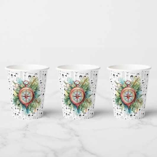 Gobelets En Papier Thème de Noël du camping (Multi)