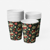 Gobelets En Papier Thème de Noël festif Poinsettia Motif