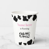 Gobelets En Papier Thème de vache Premier Anniversaire (Verso)