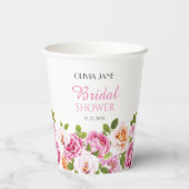 Gobelets En Papier Thème floral rose pour enterrement de vie de jeune (Verso)