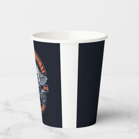 Gobelets En Papier Thème : Moto et Route 66 (Gauche)