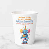 Gobelets En Papier thème robot avec aquarelle ballons (Verso)