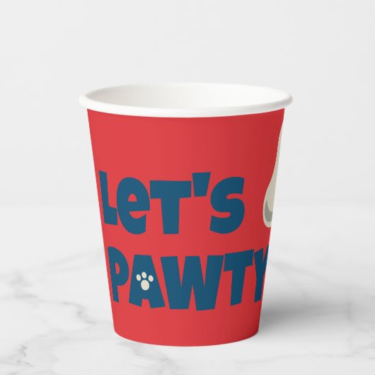 Gobelets En Papier Thème rouge Fête d'anniversaire chiot (Recto)