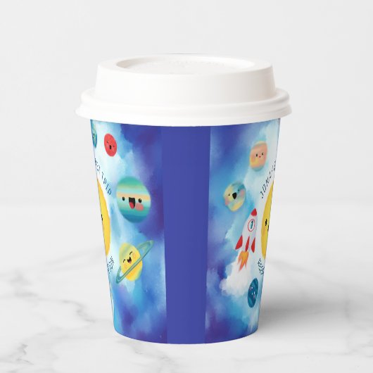 Gobelets En Papier Thème spatial Révolution spatiale 1er anniversaire (Gauche)