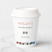 Gobelets En Papier Thème Voiture Race Rétro Anniversaire (Recto)