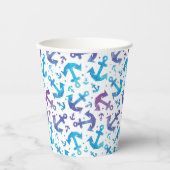 Gobelets En Papier Tie Dye Motif Ancre (Recto)