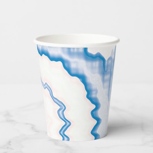 Gobelets En Papier Tie teinture Bleu blanc tourbillon funky rétro mot (Verso)