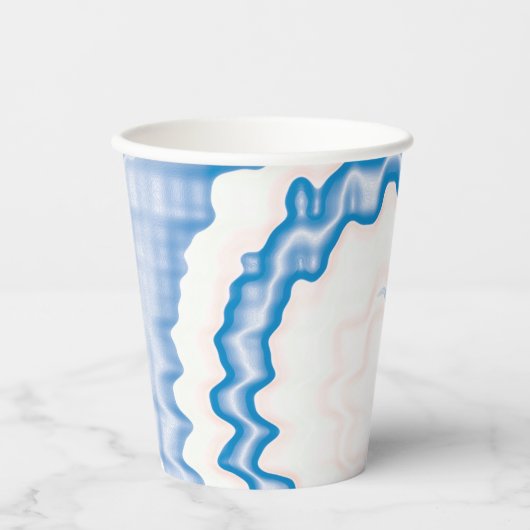 Gobelets En Papier Tie teinture Bleu blanc tourbillon funky rétro mot (Recto)