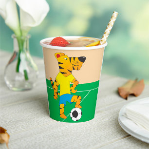 Gobelets En Papier Tiger Jouer au football