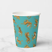 Gobelets En Papier Tiger sur Motif Turquoise (Verso)