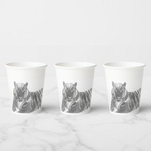 Gobelets En Papier Tigre noir et blanc (Multi)