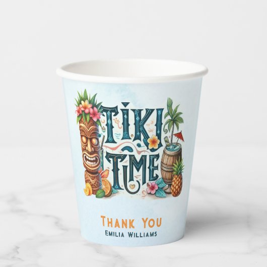 Gobelets En Papier TIKI Time Party personnalisé (Recto)