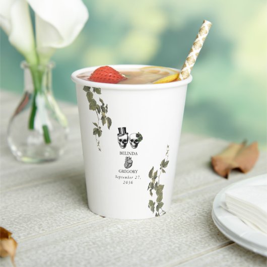 Gobelets En Papier Til Death Coeur gothique Mariage des crânes florau (Insitu)